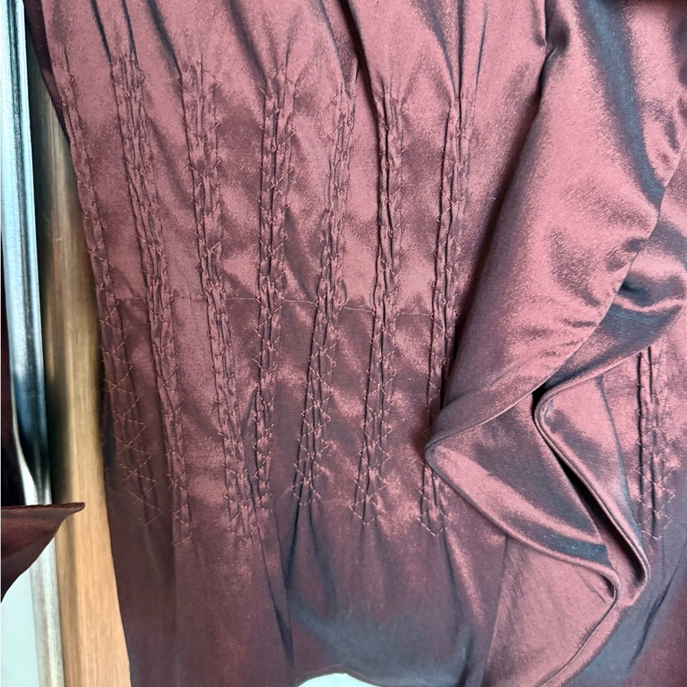 Samuel Dong Deep Red Ruffled Top - Picture 2 of 5